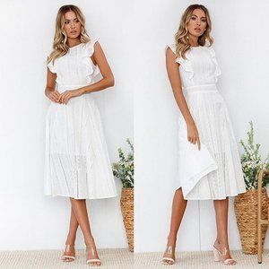 NWOT Ruffle Cap Sleeve A-Line Lace Dress - Size M